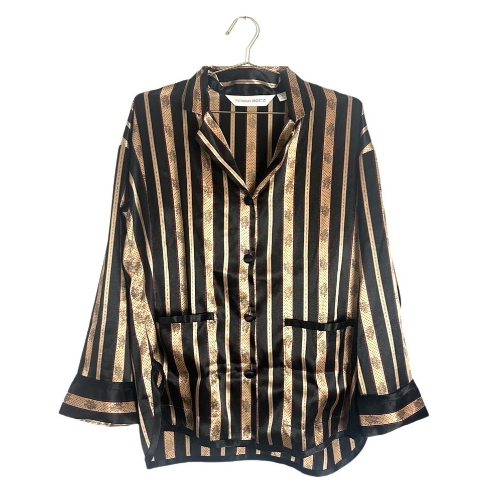 Victoria's Secret Striped Satin Sleep Shirt Dress Nightie Size M
